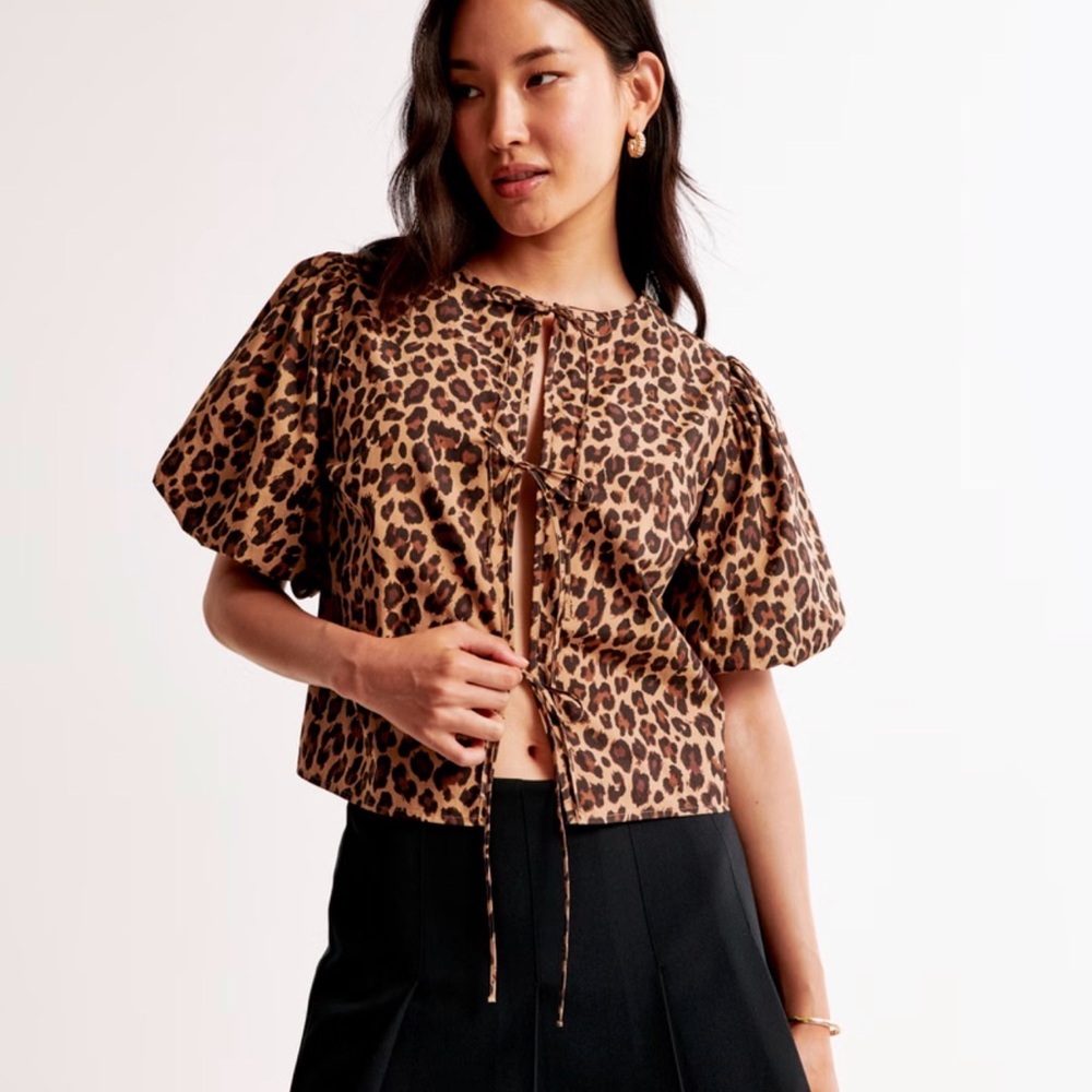 Short-Sleeve Tie-Front Top